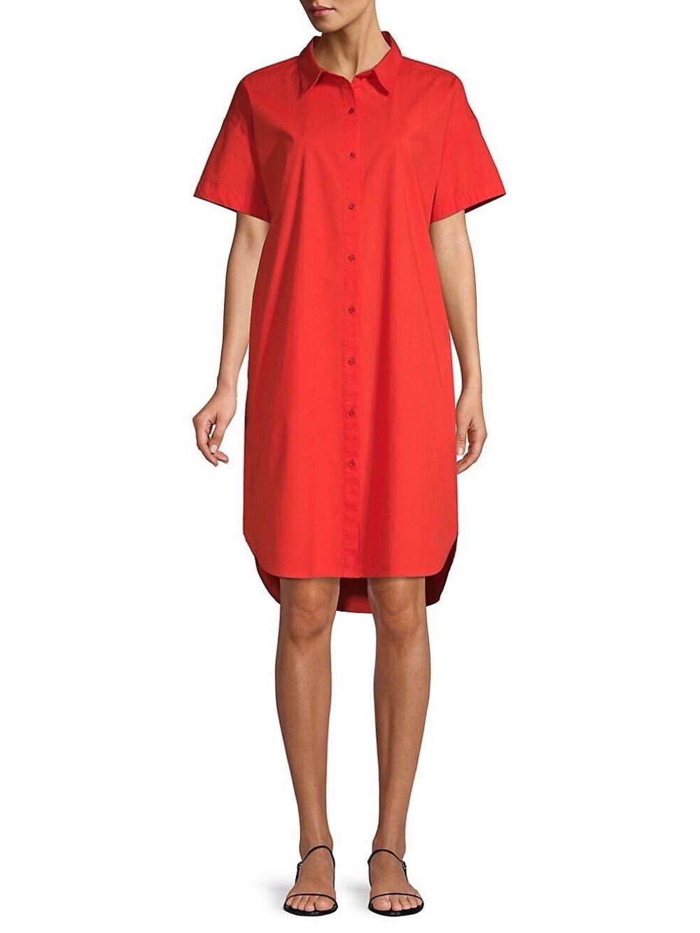 Eileen Fisher Organic Cotton Poplin Shirt Dress | Pockets | Relaxed Minimalist S